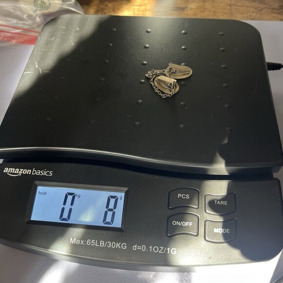 Vintage 40s Sterling Silver Sweater Monogram A•B Engraved Oval Cardigan Clip - Picture 5 of 5